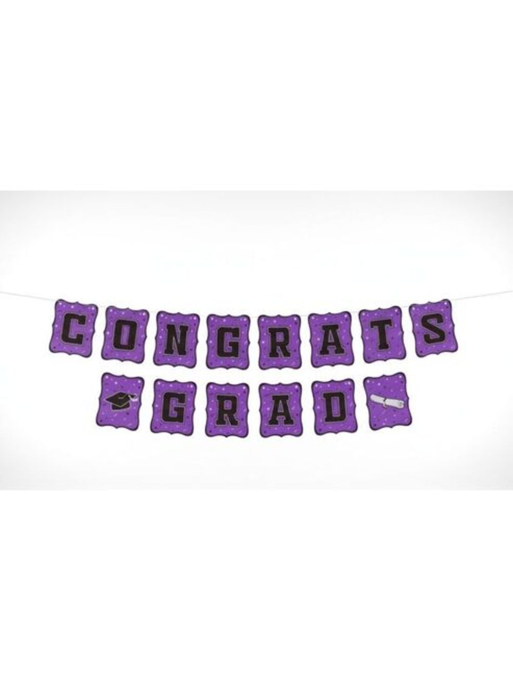 Purple Congrats Grad Banner & Rectangular Table Cloth Graduation Party Decor